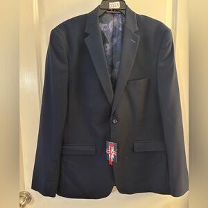 Men's Soul of London Classic Navy Blazer - Modern Single-Breasted Jacket 48R NWT